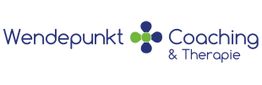 Logo mit Text "Wendepunkt Coaching & Therapie", blau-grünes Symbol in der Mitte.