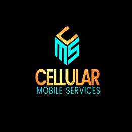 Logo with "CMS Cellular Mobile Services" on a black background.