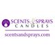 Logo with "Scents & Sprays Candles" and a candle icon; website: scentsandsprays.com.