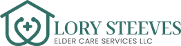 Logo of Lory Steeves Elder Care Services with a house and heart design.
