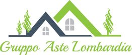 Logo con case stilizzate e testo "Gruppo Aste Lombardia" in verde su sfondo bianco.