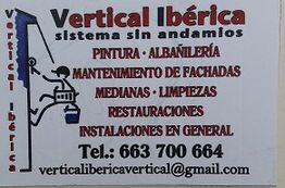 Anuncio de Vertical Ibérica para servicios de pinturas y restauraciones sin andamios.