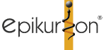 Logo mit Schriftzug "epikurion" und einer Schlange um einen Stab.