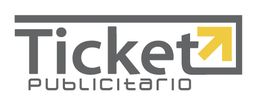 Logo de "Ticket Publicitario" con flecha amarilla apuntando hacia arriba a la derecha.