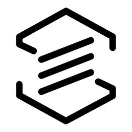 Symbol aus schwarzen Linien in hexagonaler Form auf weißem Hintergrund.