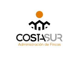 Logo de Costasur con un diseño de casas y un sol naranja arriba. Texto: "Administración de Fincas".
