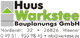 Logo von "Huus Warkstee Bauplanungs GmbH" mit Adresse und Kontaktdaten in Weener.