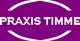 Lila Logo mit der Aufschrift "Praxis Timme", umrahmt von zwei weißen Ellipsen.