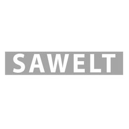 Graues Rechteck mit weißem Text "SAWELT".