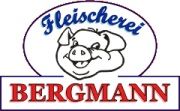 Logo mit lachendem Schwein, Text: "Fleischerei Bergmann".
