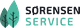 Logo: "Sørensen Service" med grønne blade og grene.