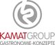Logo der Kamat Group mit Schriftzug "Gastronomie-Konzepte", rot und grau gestaltet.