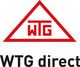 Rot-weißes WTG direct Logo mit dreieckigem Symbol und schwarzer Schrift darunter.