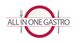 Logo mit Teller, Gabel, Messer und dem Text "All in One Gastro" in roten und grauen Farben.