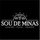 Logotipo "Sou de Minas", delivery de lanches, pizzas e assados, fundo preto com ícones de comida.
