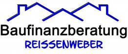 Logo der Baufinanzberatung Reissenweber mit stilisierten blauen Hausdächern.