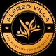Gold circular logo with "Alfred Villa" and "Bail Expertise You Can Rely On" text surrounding a leaf design.
