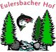 Logo mit zwei Tannen, einem springenden Fisch und Text "Eulersbacher Hof" oben.