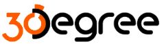 Logo mit dem Text "30degree" in schwarzer und orangener Schrift.