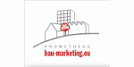 Logo mit Gebäude, Baum und Schriftzug "PROMETHEUS bau-marketing.eu".