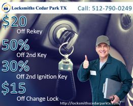 Locksmith services ad showing discounts and a smiling locksmith with a thumbs-up gesture.