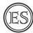 Schwarz-weißes Logo mit den Buchstaben "ES" in einem Kreis.