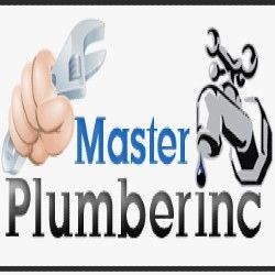 "Plumbing logo with wrench, faucet, and 'Master Plumber Inc' text."