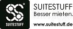 Logo von Suitestuff mit Slogan "Besser mieten." und Website "www.suitestuff.de".