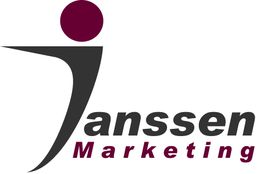 Logo von Janssen Marketing mit stilisiertem Schriftzug und Punkt.