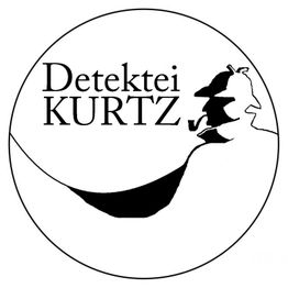Logo der Detektei Kurtz mit Silhouette eines Detektivs in einem Kreis.