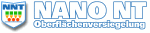 Logo von NANO NT mit dem Text "Oberflächenversiegelung" und einem bunten Wappen links.