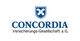 Blaues Concordia-Logo mit Wappen und Schriftzug "Versicherungs-Gesellschaft a.G.".