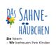 Alt-Text: Logo mit bunter Blume und Text: "Das Sahnehäubchen. Sie feiern – Wir betreuen Ihre Kinder."