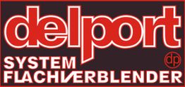 Logo: "delport SYSTEM FLACHVERBLENDER" in Rot-Weiß auf schwarzem Hintergrund.