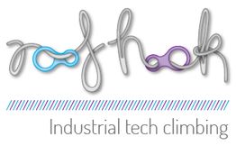 Logo aus Kletterseil, darunter Schriftzug "Industrial tech climbing".