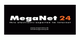 Schwarzes Logo mit weißem Text "MegaNet 24" und Slogan: "Ihre electronik-experten im internet".