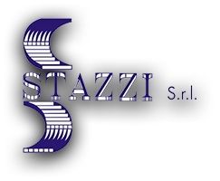 Logo con la scritta "STAZZI S.r.l." in blu, carattere con effetti tridimensionali e ombre sfumate.