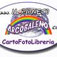 Logo con pianeta, arcobaleno e testo "Il Pianeta Arcobaleno CartoFotoLibreria".