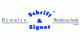 Logo mit blauem Text "Schrift & Signet" zwischen "Rümmler" und "Werbetechnik GmbH".