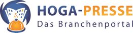 Logo mit Text "HOGA-PRESSE Das Branchenportal", Darstellung von Gebäuden und einer Glocke.