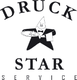 Logo mit einem lächelnden Stern, der ein Tablett und Papier hält; Text: "Druck Star Service".