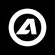 Logotipo con una "A" blanca centrada dentro de un círculo sobre fondo negro.