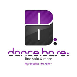 Logo mit stilisiertem "d.b.": dance.base, line solo & more by bettina drescher, in lila und schwarz.