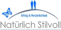 Logo mit Schmetterling, Silhouetten, Text "Erfolg & Persönlichkeit", "Natürlich Stilvoll".
