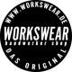 Schwarzes Logo mit Text: "www.workswear.de", "Workswear Handwerker Shop", "Das Original".