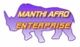 Lila Nashornfigur mit orangefarbenem Text "MANTHI AFRO ENTERPRISE".