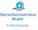 Logo mit Flugzeugsymbol, Schriftzug "Sprachenservice Wahr" und "Kulturbrücke" darunter.