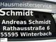 Text auf Auto: Hausmeisterservice Schmidt, Andreas Schmidt, Rathausstraße 6, 55595 Winterbach.