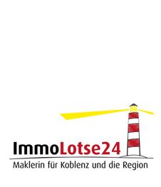 Grafik mit Leuchtturm und Text: "ImmoLotse24 - Maklerin für Koblenz und die Region".