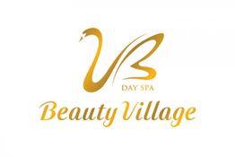 Logo des Beauty Village Day Spa mit goldenem Schwan und geschwungener Schrift.